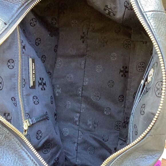 Tory Burch Black Leather Boston Handbag Purse Top Handle W/ Dust Bag - Picture 11 of 15